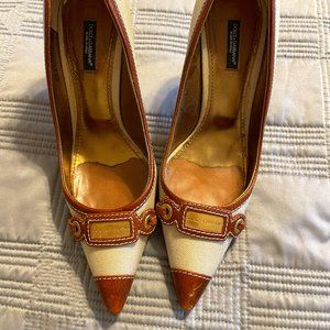 Dolce & Gabbana Beige and Brown Heels Size 39.5